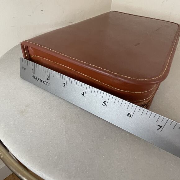 VTG 1950s Brown Leather Vanity Kit Grooming Travel Case MCM Mad Men Barber Shop - Picture 13 of 16